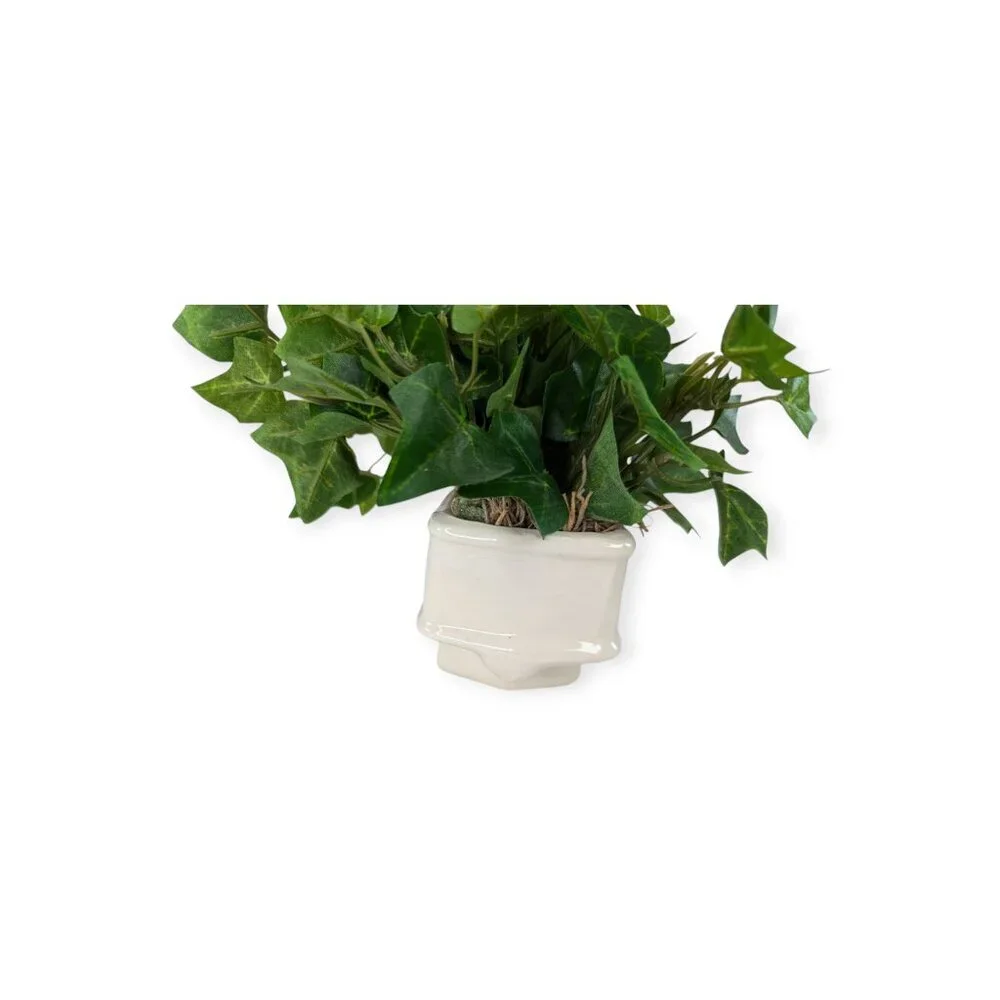 Ceramic Train Off White Planter w/Fake Ivy